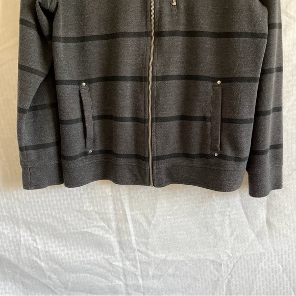 INC International Concepts Full Zip Gray With Black Stripes Sweater Size Large - Picture 5 of 11
